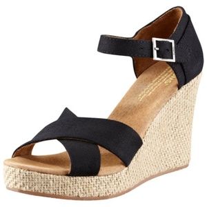 Size 10 Black Toms Cork Wedges